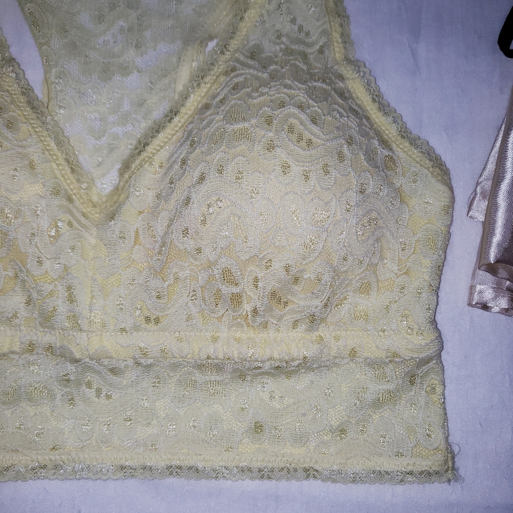 Maurices Plus Sz 0, Yellow Lace Bralette, T-Back, Removable Pads, NWOT - Picture 5 of 7